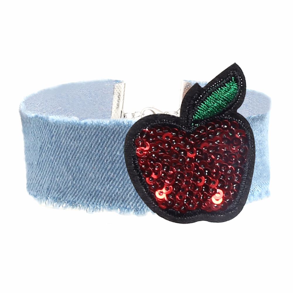 Halsband choker blå jeans