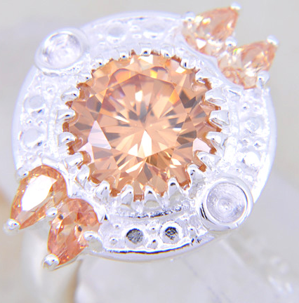 SILVER filled MORGANITE GEMSTONE RING SILVER 47CT