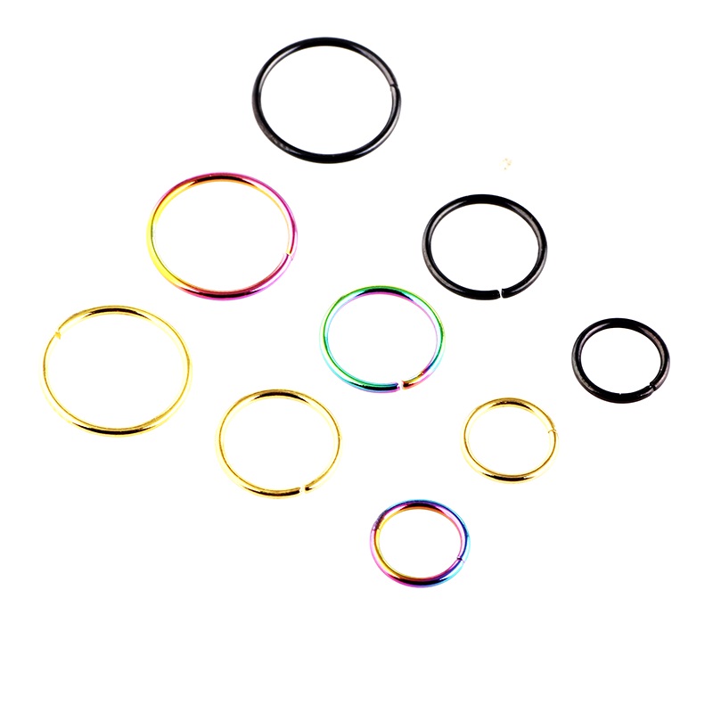 316L  Medicinsk Näsring fake Öronpiercingar 6,8,10 mm silver, svart, multi, guld