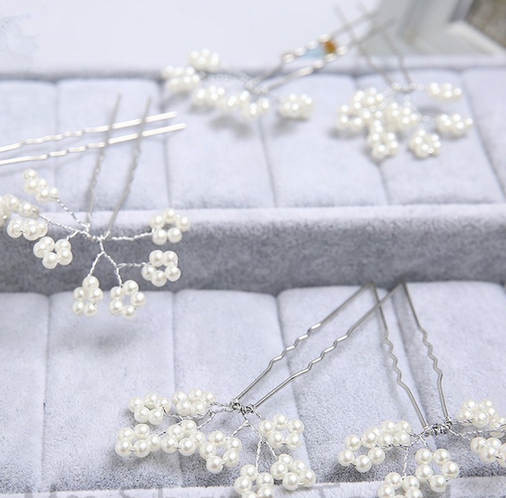 Blomma hårnålar Bröllop Pärla 3ST PACK - 6