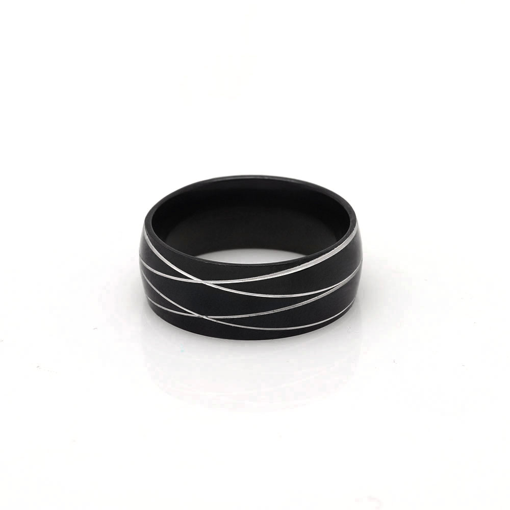 Rostfritt stål ring förlovning svart - 2