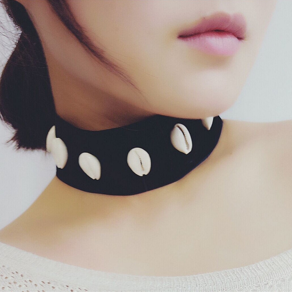 Svart sammet Snäckor Chokerhalsband - 2