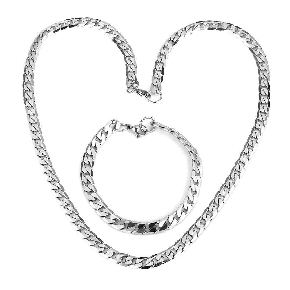 Rostfritt stål halsband + armband Set 9mm