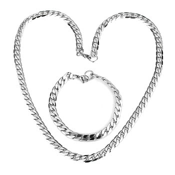 Rostfritt stål halsband + armband Set 9mm