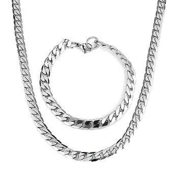 Rostfritt stål halsband + armband Set 9mm