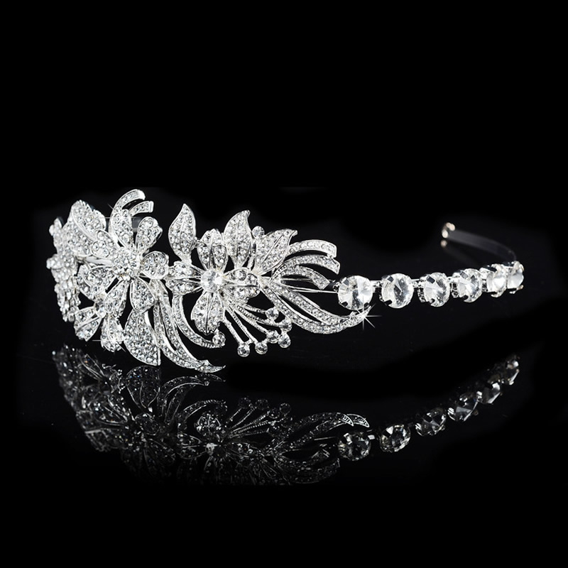 Kristall bröllop hår krona tiara - 4