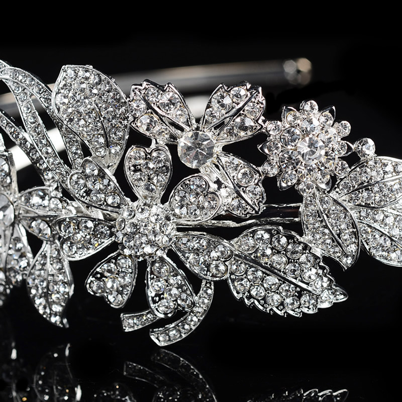 Kristall bröllop hår krona tiara - 7