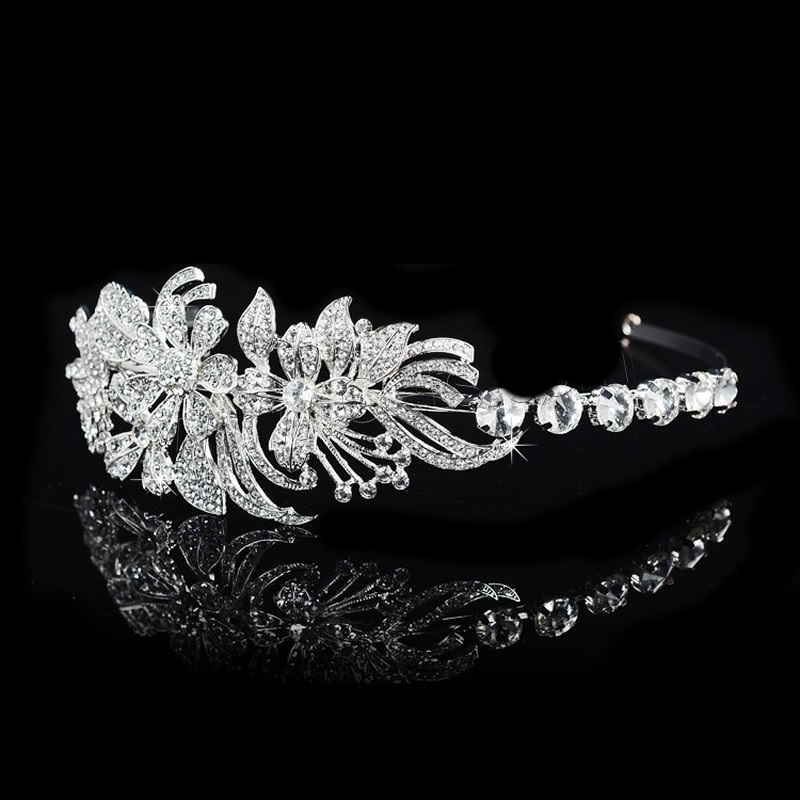 Kristall bröllop hår krona tiara - 2