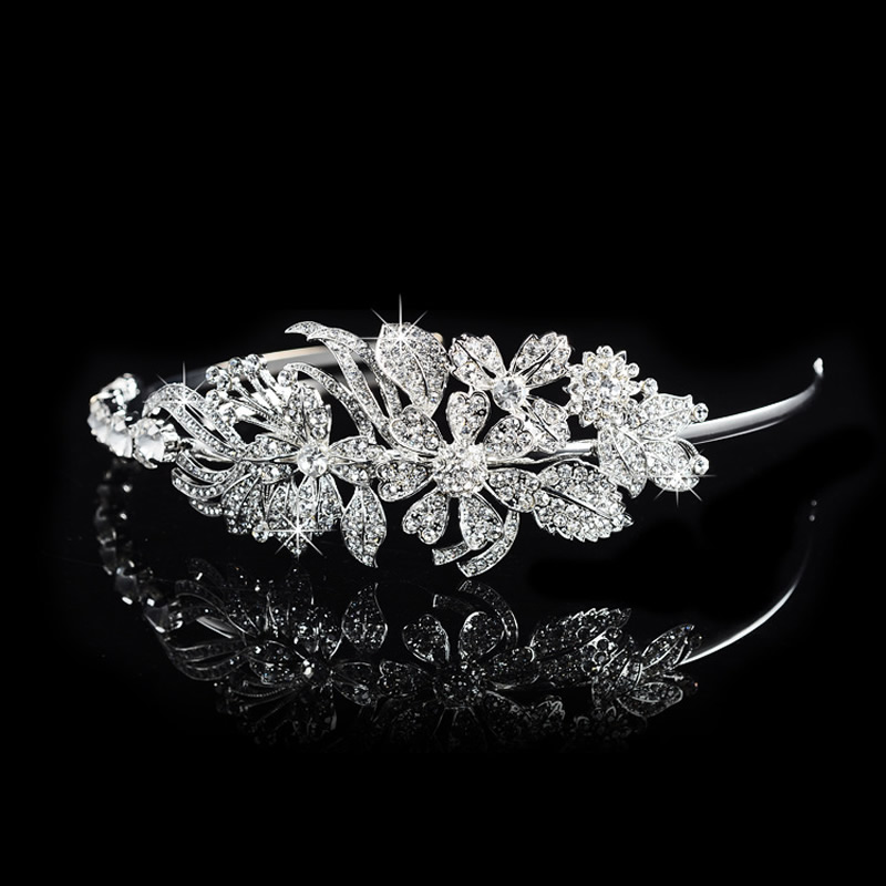 Kristall bröllop hår krona tiara - 5