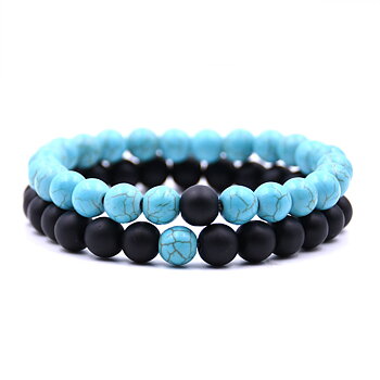 2 st / set naturliga stenar armband 