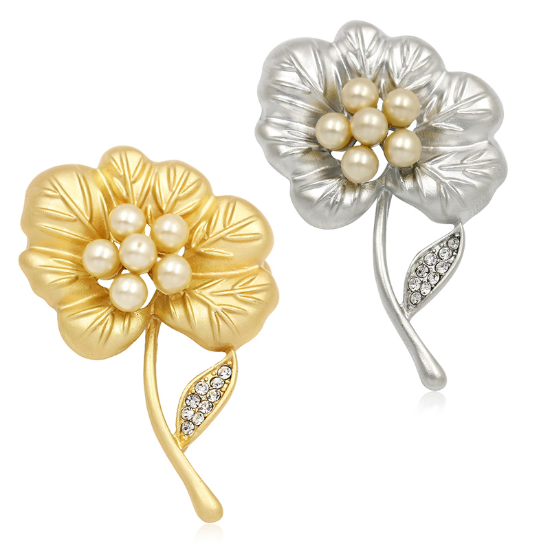 Brosch Kristall SILVER/GULD
