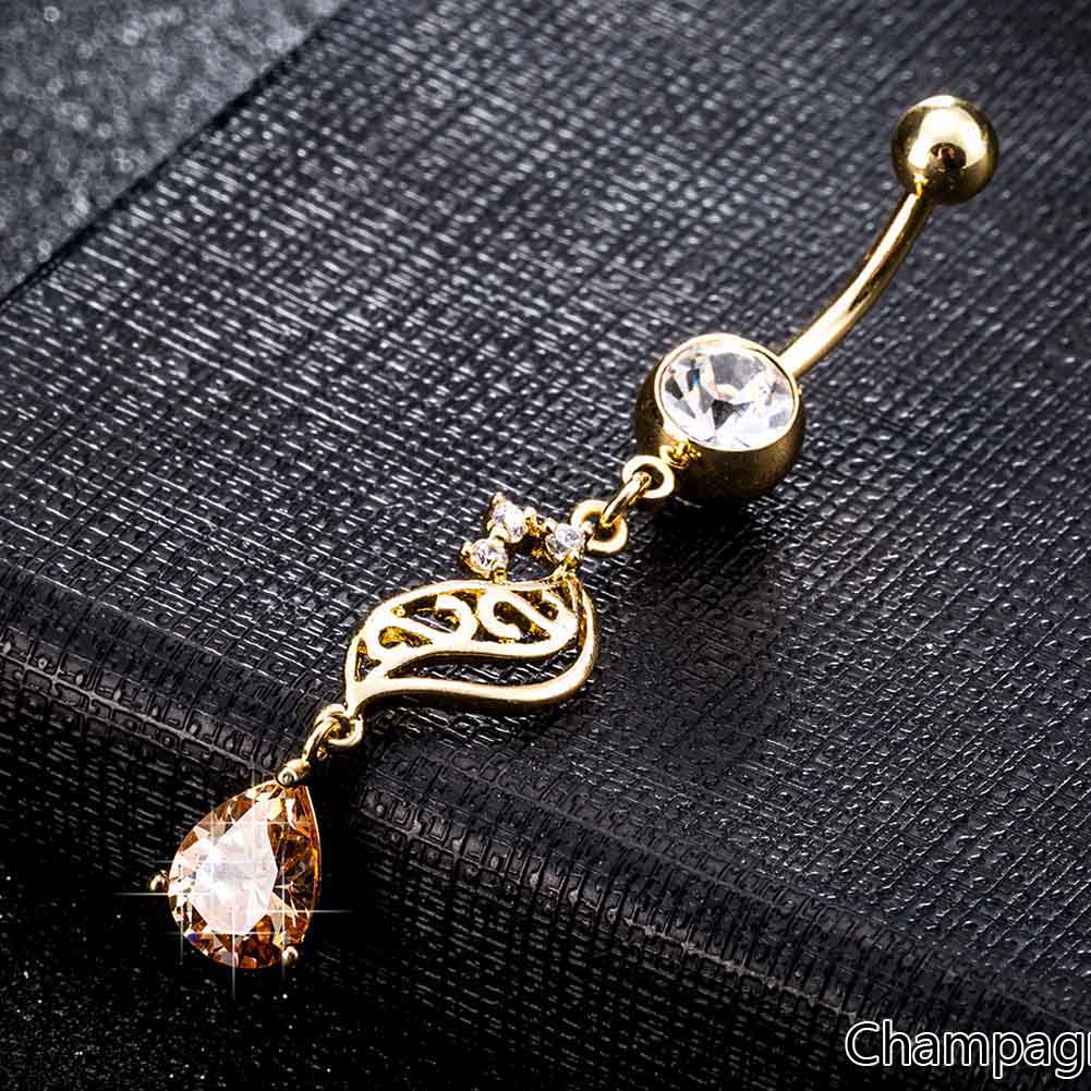 Gold Plated Navel Belly Button Ring Body Piercing Jewelry - 3