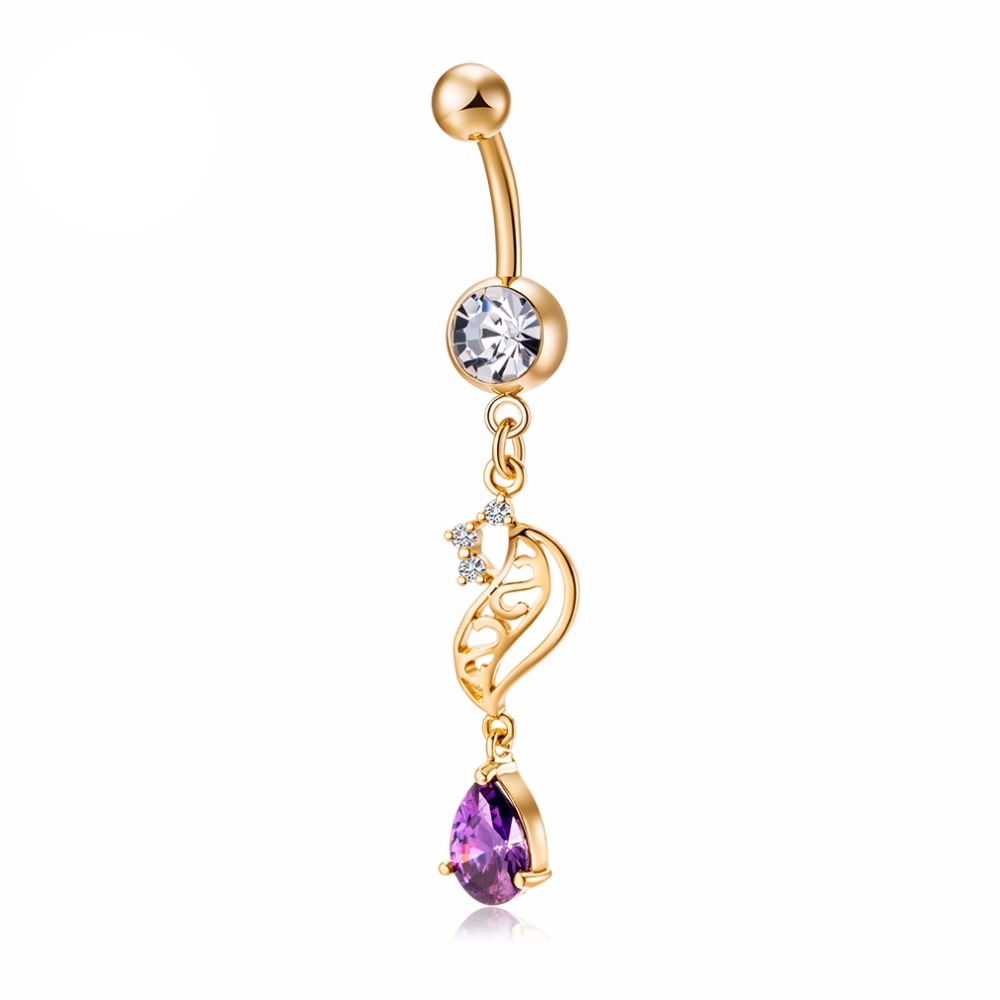 Gold Plated Navel Belly Button Ring Body Piercing Jewelry - 2