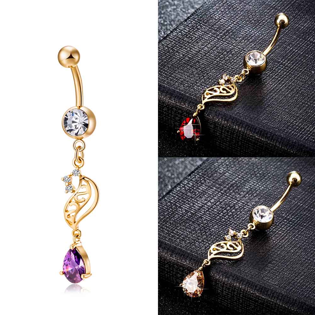Gold Plated Navel Belly Button Ring Body Piercing Jewelry