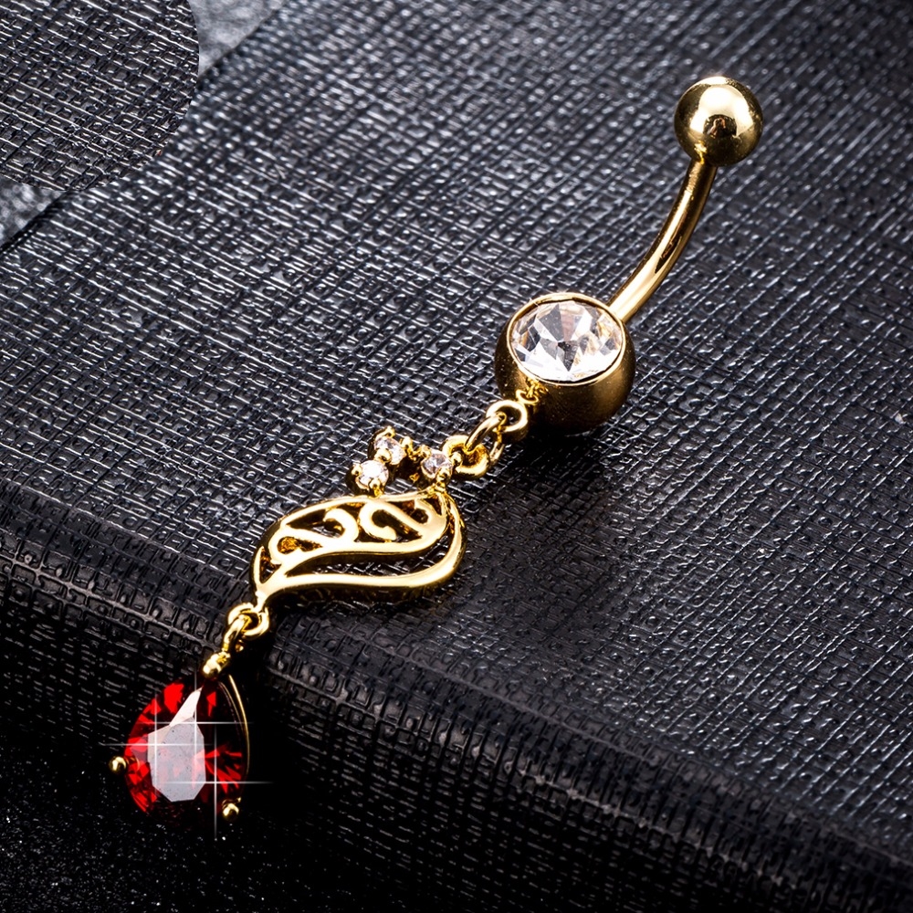 Gold Plated Navel Belly Button Ring Body Piercing Jewelry - 4