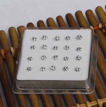 925 Silver PIERCING näsa Stud Geometrisk - 3