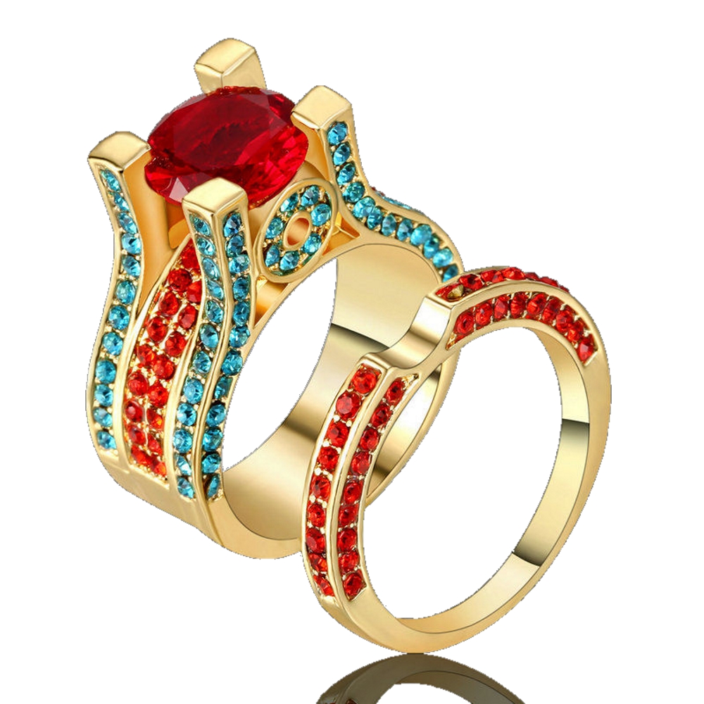 10K Yellow Gold Filled Engagement double ring