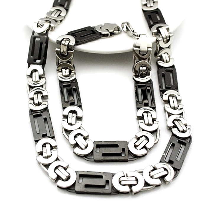 Rostfritt stål halsband + armband Set bred 11mm - 2
