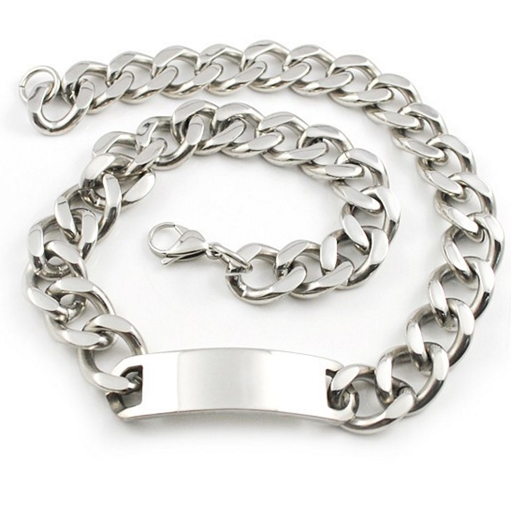Rostfritt stål halsband + armband Set bred 15mm - 4