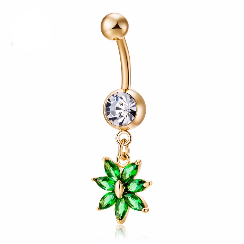 Gold Plated Navel Belly Button Ring Body Piercing Jewelry