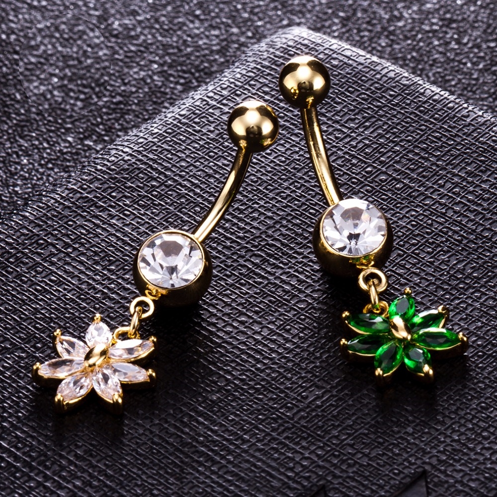 Gold Plated Navel Belly Button Ring Body Piercing Jewelry - 2