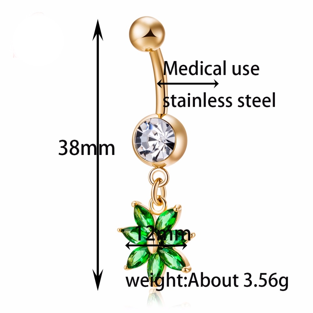 Gold Plated Navel Belly Button Ring Body Piercing Jewelry - 3