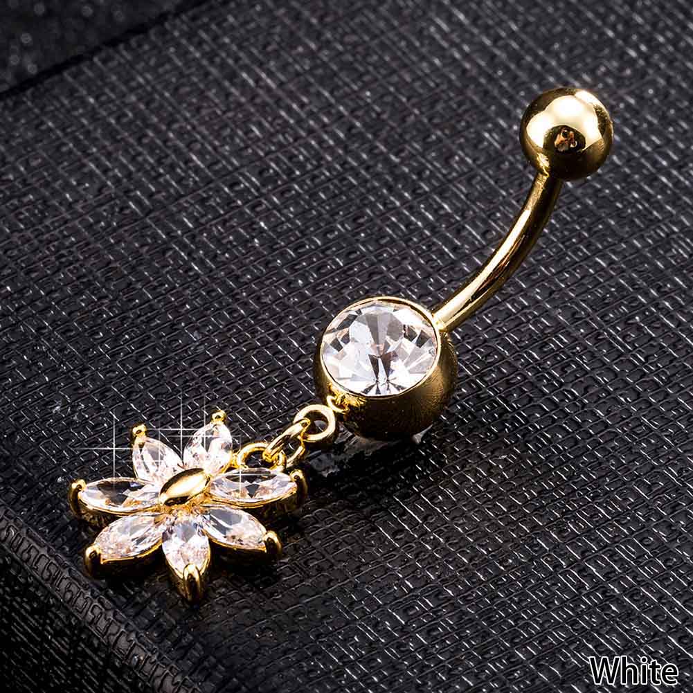 Gold Plated Navel Belly Button Ring Body Piercing Jewelry - 4