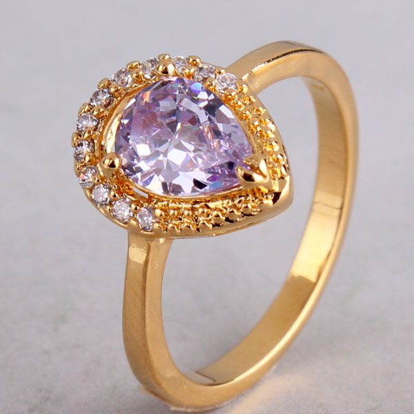 18K Gold Filled pear sapphire lady favorite royal ring  - 2