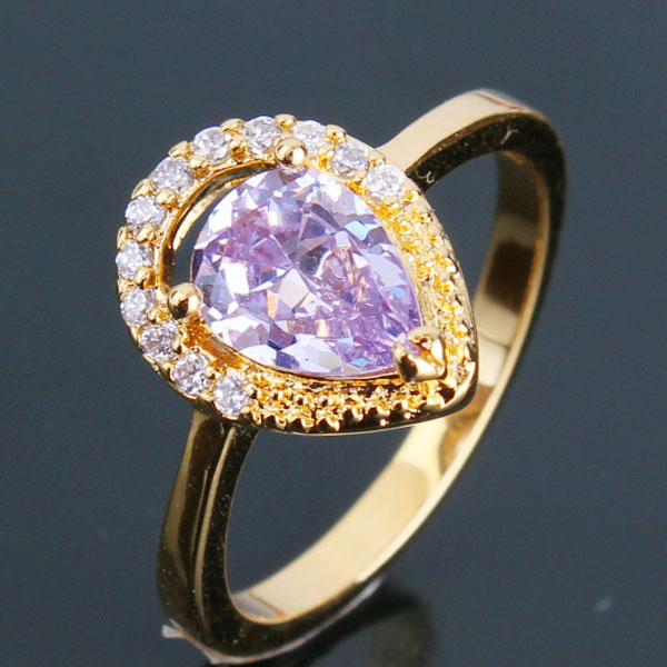 18K Gold Filled pear sapphire lady favorite royal ring  - 3