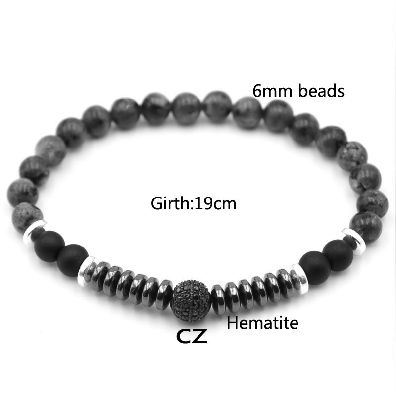 Naturliga stenar armband mikrobana CZ 8mm - 2