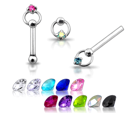 925 Silver Jeweled Nose Stud - 2