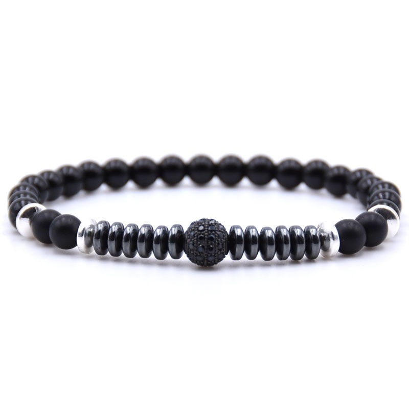 Natural Bracelet Stone Micro Pave Zirconia CZ 8mm