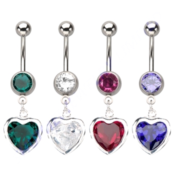 Navel Belly Button Ring Body Piercing Jewelry CZ Love Heart 