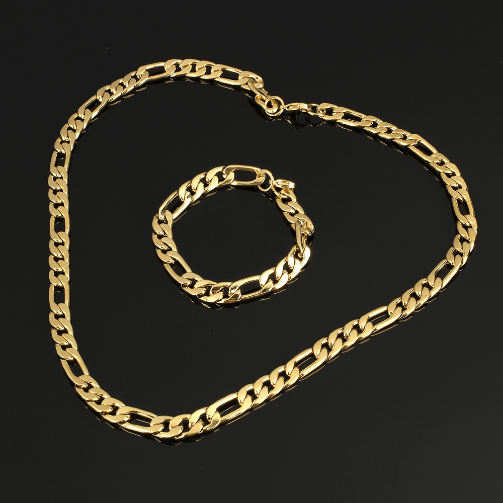Rostfritt stål halsband + armband Set bred 7,5*2mm - 3