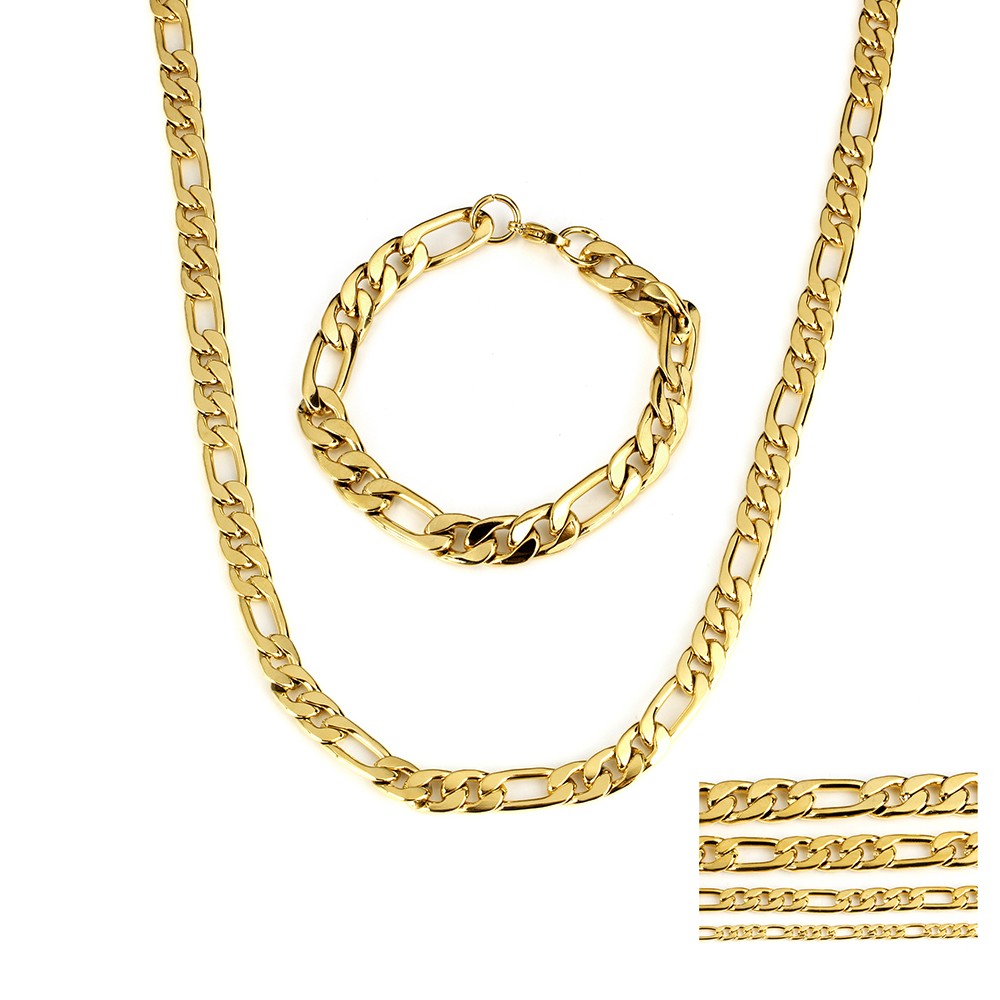 Rostfritt stål halsband + armband Set bred 7,5*2mm - 2