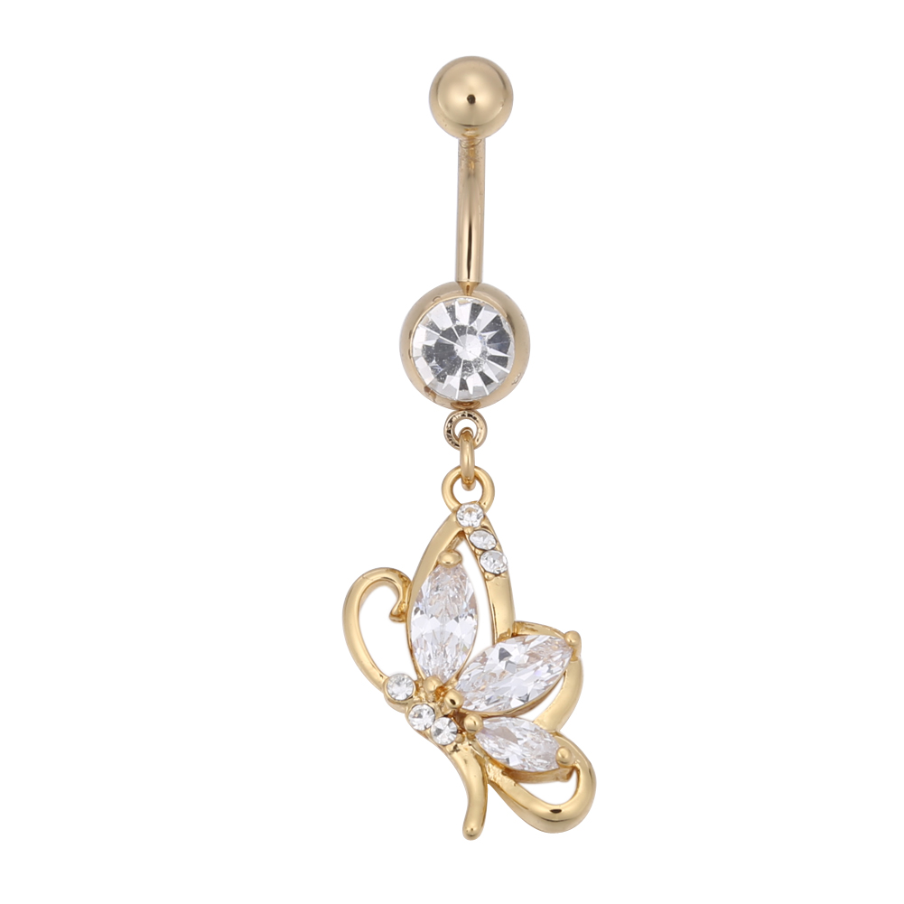 Gold Plated Navel Belly Button Ring Body Piercing Jewelry - 2