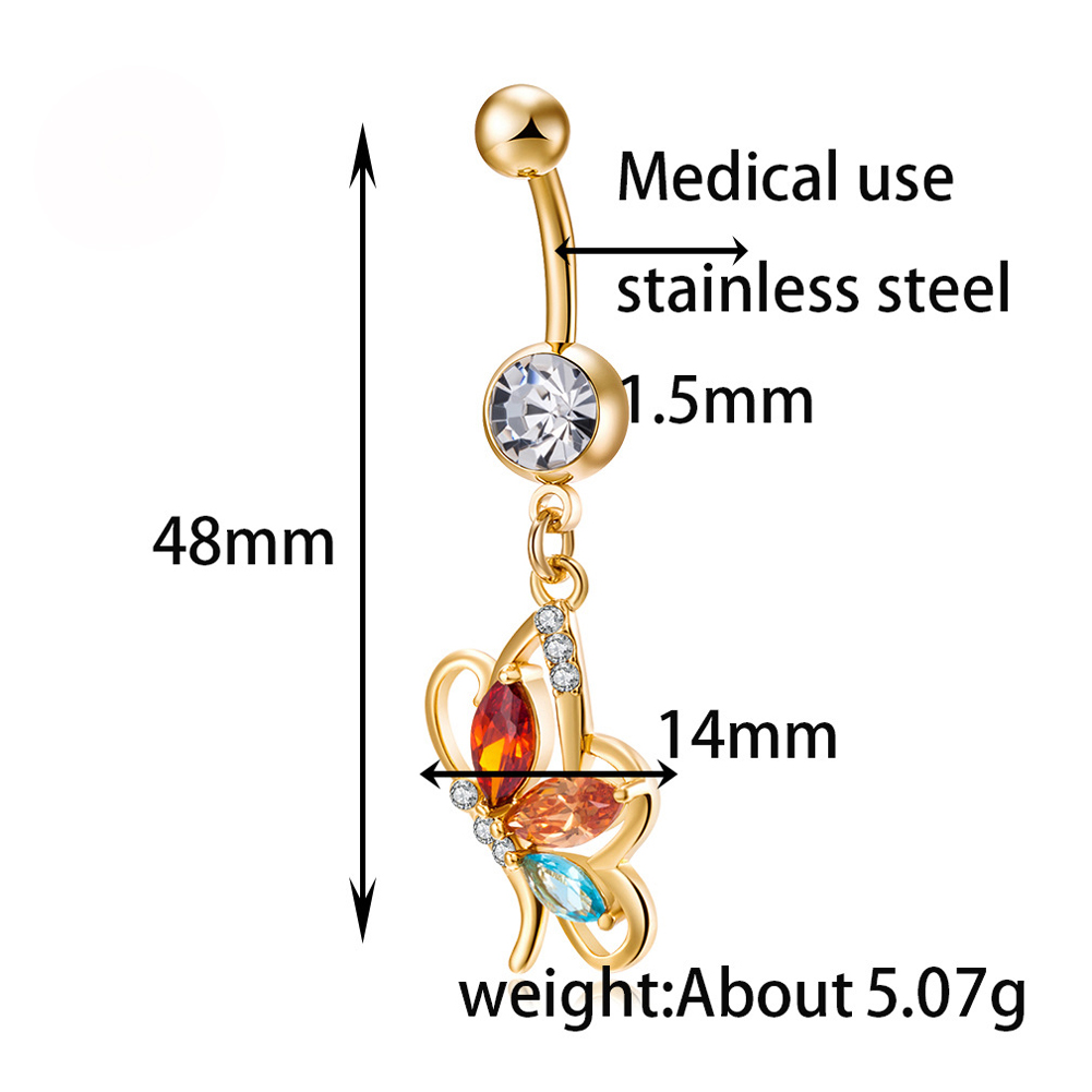 Gold Plated Navel Belly Button Ring Body Piercing Jewelry - 4