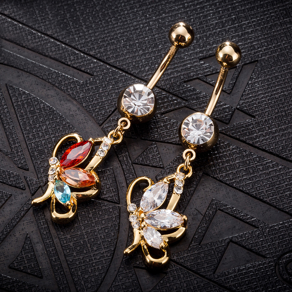 Gold Plated Navel Belly Button Ring Body Piercing Jewelry - 5