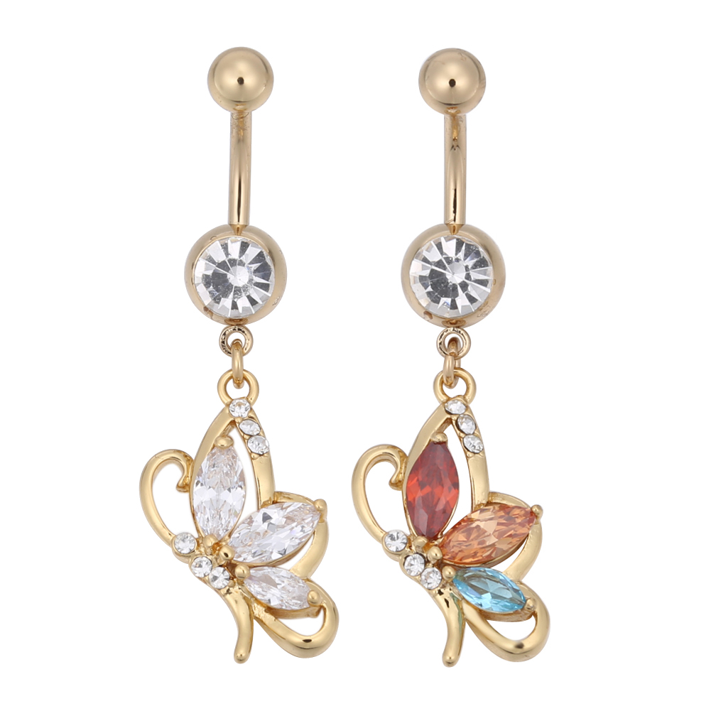 Gold Plated Navel Belly Button Ring Body Piercing Jewelry