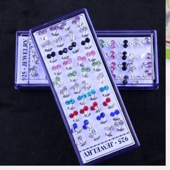 925 silver earrings CZ Cherry 