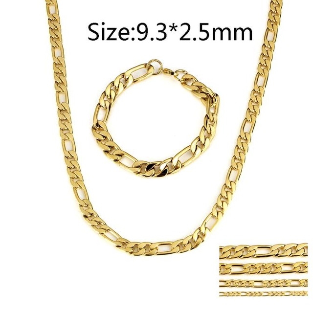 Rostfritt stål halsband + armband Set bred 9,3*2,5mm