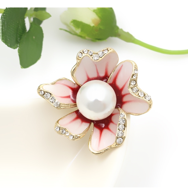 Brosch Kristall Emalj Blomma - 7