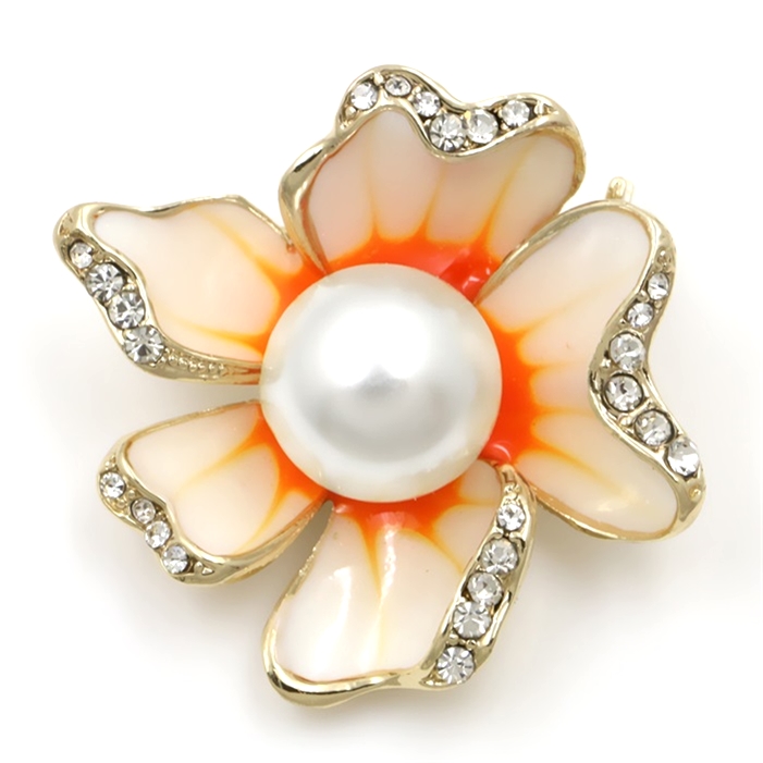 Brosch Kristall Emalj Blomma - 4
