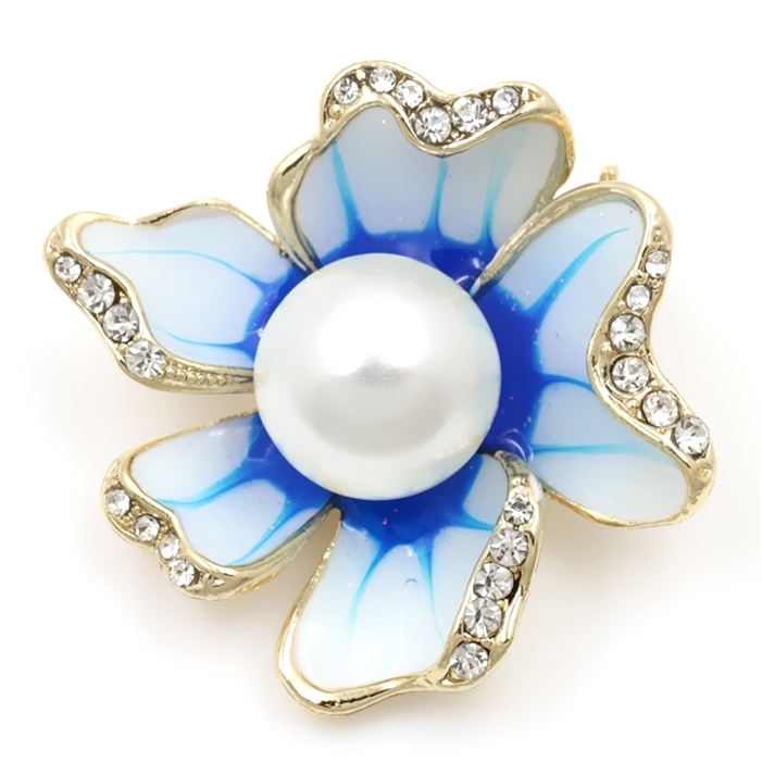 Brosch Kristall Emalj Blomma - 6