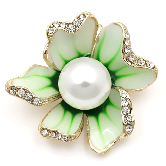 Brosch Kristall Emalj Blomma - 3