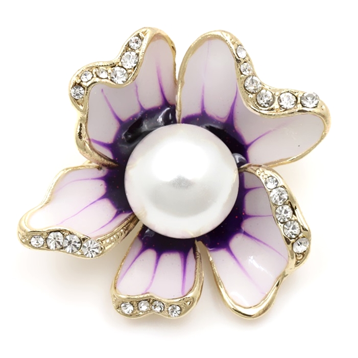 Brosch Kristall Emalj Blomma - 2