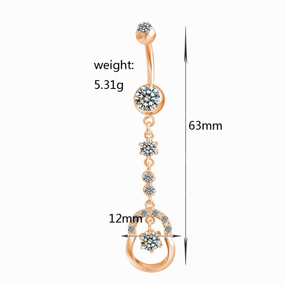 Gold Plated Navel Belly Button Ring Body Piercing Jewelry - 3