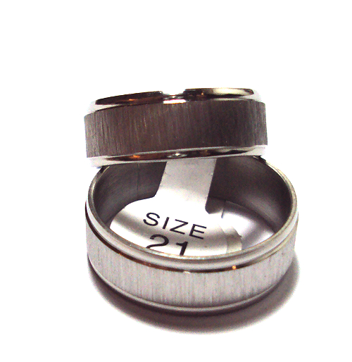 Laser Matt-polish Silver ringar av rostfritt stål - 2