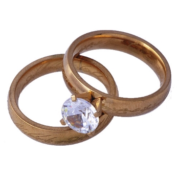 18K Guldfyllda Guld Filled gulddoublé Ring CZ Förlovning - 2