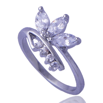 18K Vitguld Guldfyllda Guld Filled gulddoublé Ring CZ